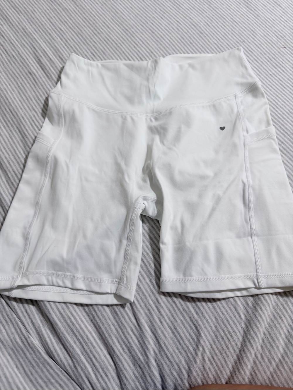 High-Rise White Bike Shorts with Side Pockets